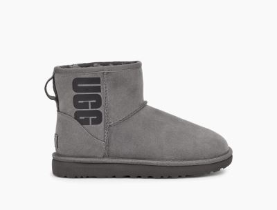 UGG Classic Mini UGG Rubber Logo Boots for Womens - Grey India